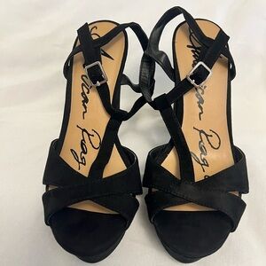 American Rag Black Cross-Strap Heels